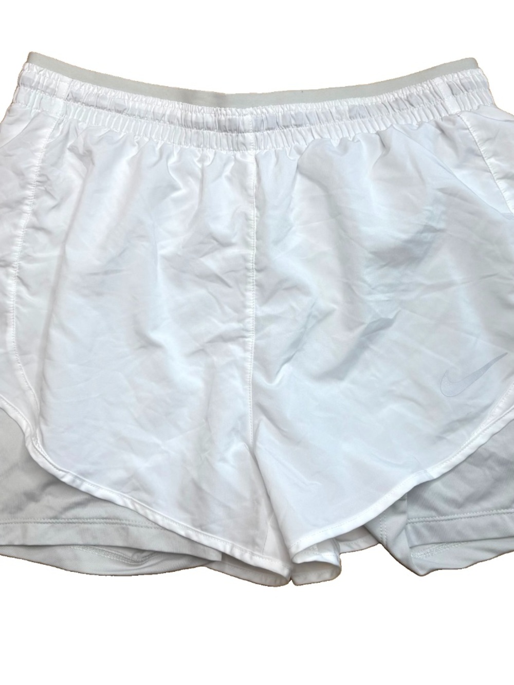 Womens Nike Dri Fit White Layered Athletic Shorts
